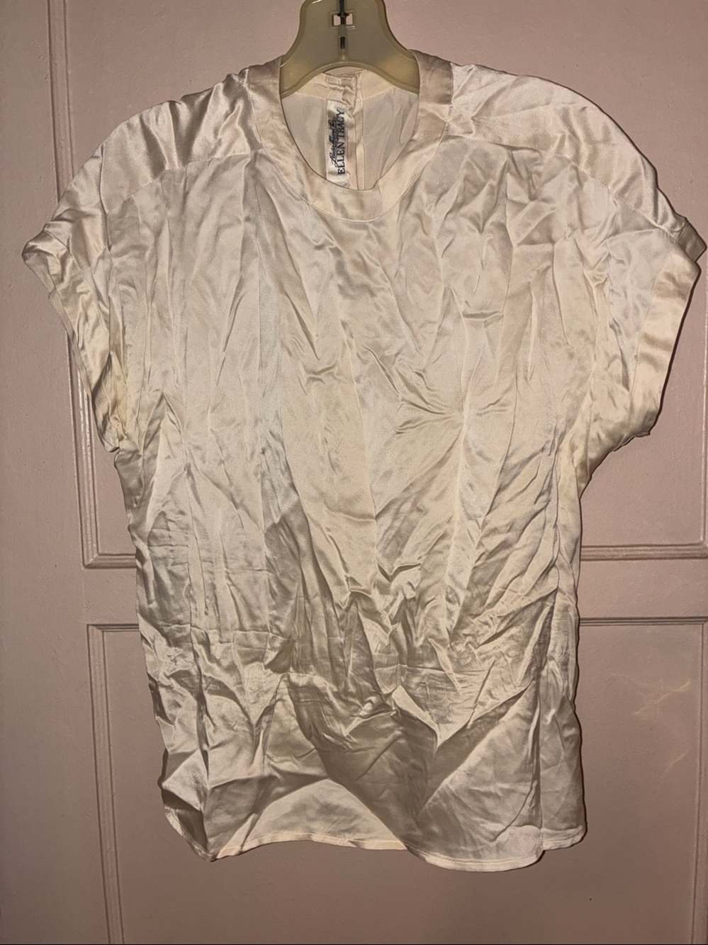 Vintage DESIGNER ELLEN TRACY SILK CREAM BLOUSE SZ 2